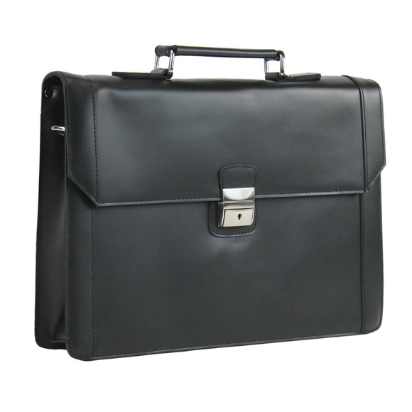 16" Grain Leather Briefcase Laptop Bag LB36BLK